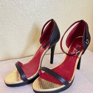 Shoes of Prey Black and Gold Heels